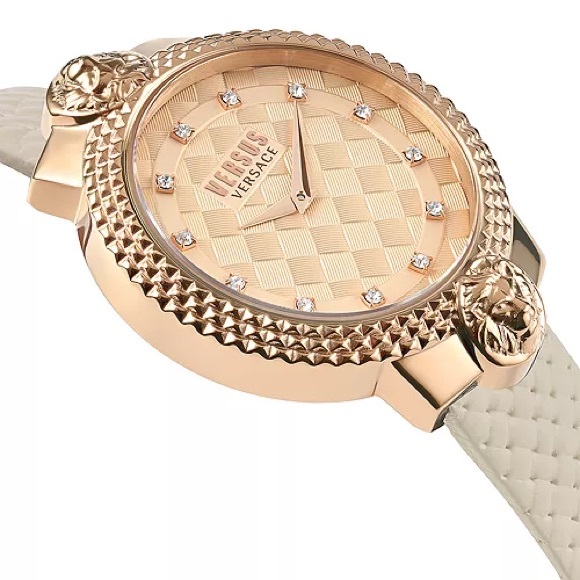 Versus Versace Rose Gold Montorgueil Crystal Index Beige Band Watch, 38mm - Picture 3 of 10